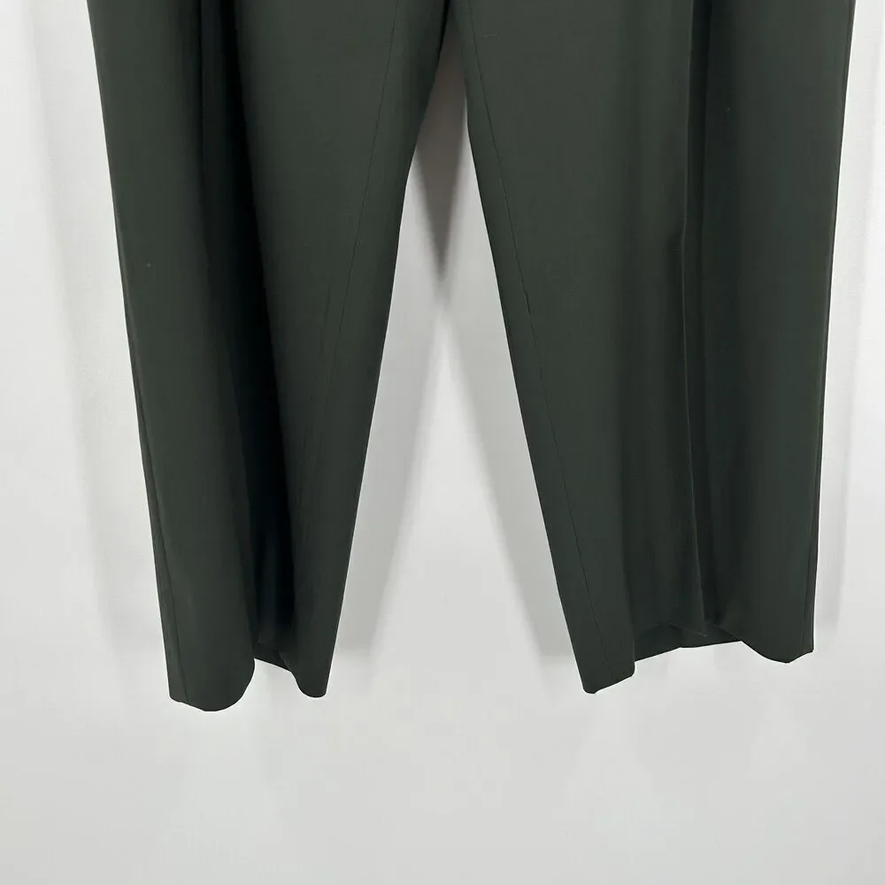 ZIGNONE *Flawed* Men's Super 100's Wool Forest Green Straight Leg Dress Pants 38